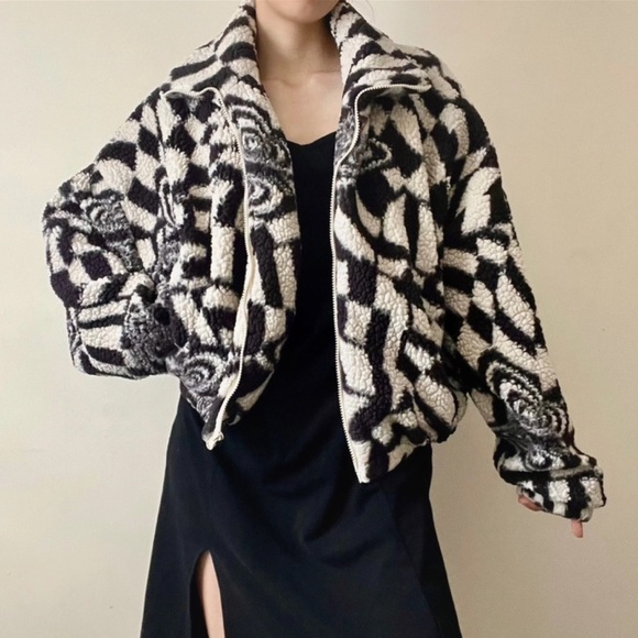 Urban outfitters groovy outerwear puffer jacket fleece winter coat - Picture 3 of 4